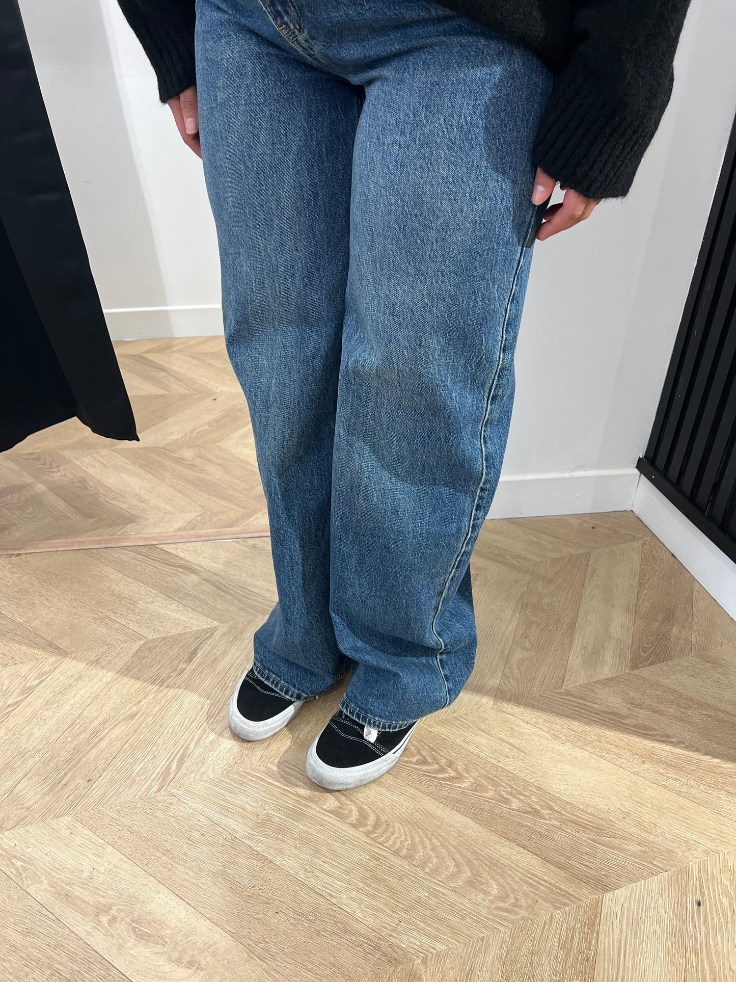 Jeans bleu double bouton