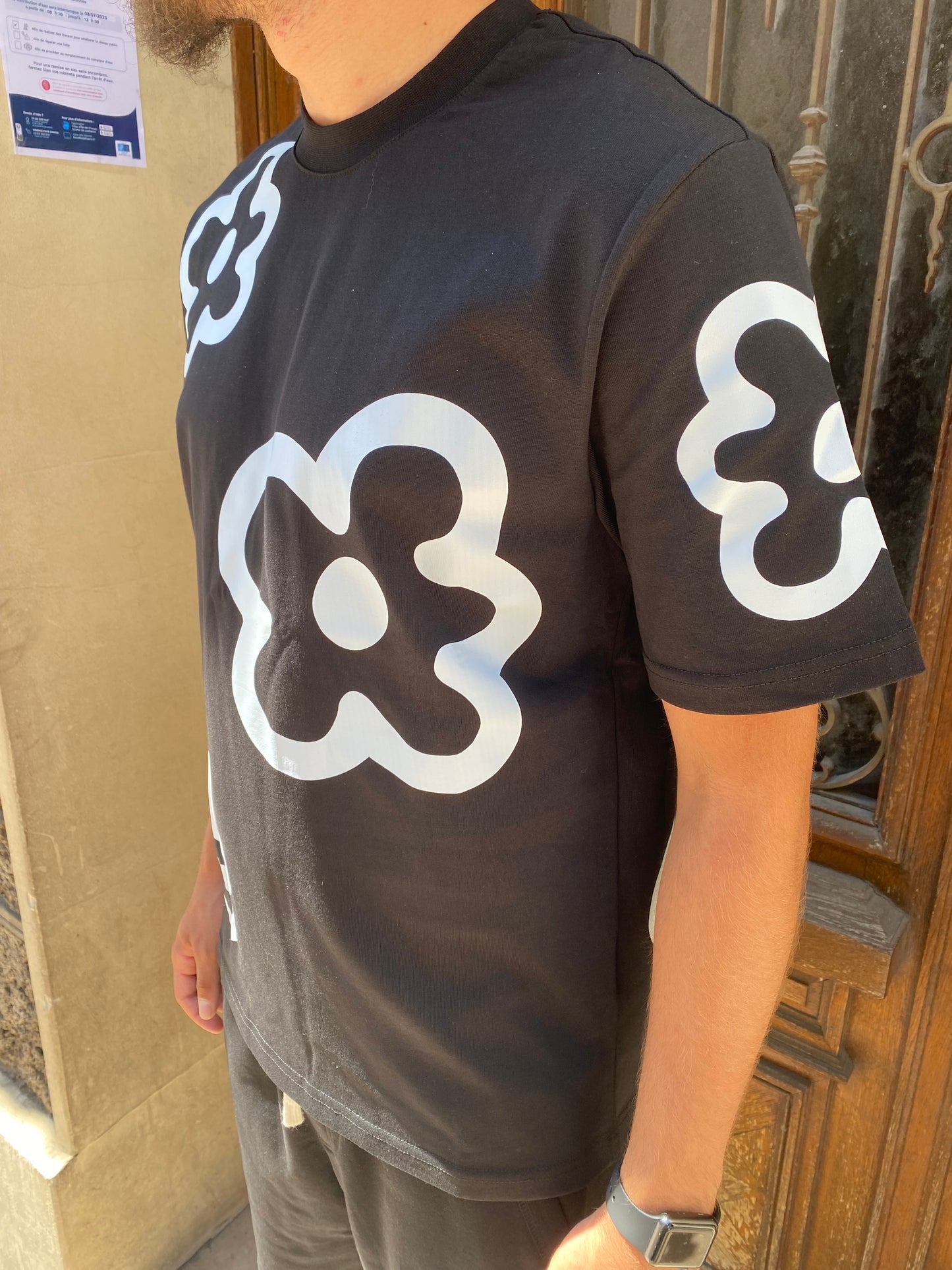 T-shirt Flower noir