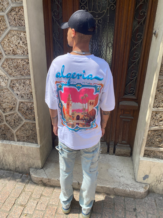 T-shirt Algeria blanc blue