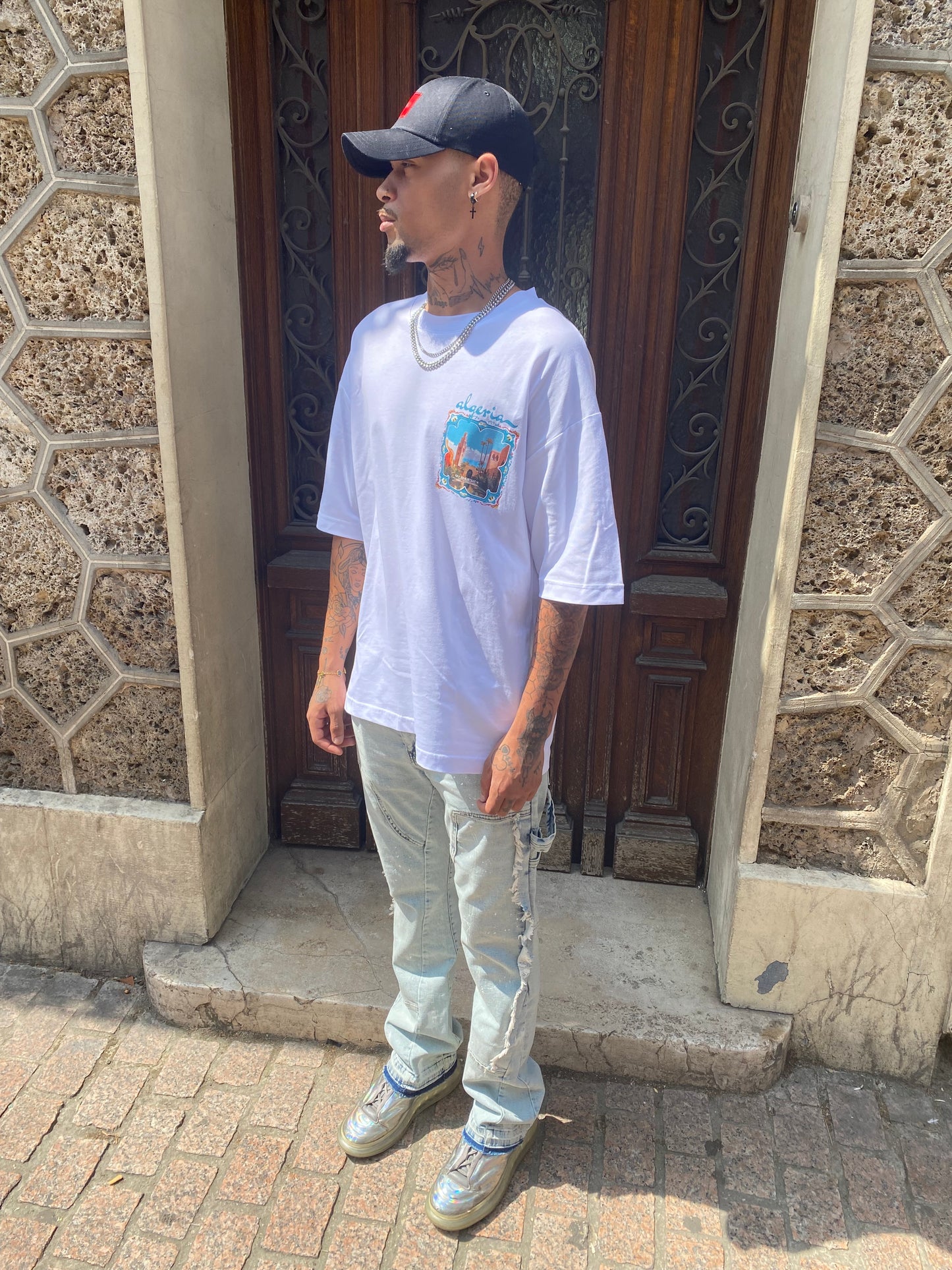 T-shirt Algeria blanc blue